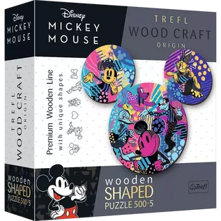 Puzzle - Puzzle 500+5 drewniane konturowe  Kolorowa Myszka Mickey 20168 - Trefl PAP - grafika 1