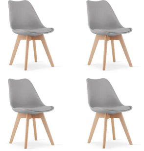 Krzesło szare skandynawskie MARK nogi bukowe 4 szt. loft kuchnia jadalnia - Krzesła - miniaturka - grafika 1