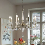 Lampy sufitowe - Żyrandol kryształowy Adone Lucea, możliwość ściemniania, mosiężny / złoty, salon / jadalnia, metal - miniaturka - grafika 1