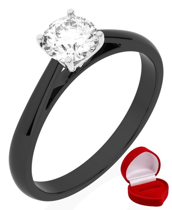 ZŁOTY PIERŚCIONEK ZARĘCZYNOWY 585 14k SZAFIR 0,50 ct CZARNE ZŁOTO R16