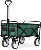 Wózki magazynowe - Składany duży wózek ogrodowy plażowy turystyczny transportowy zielony - miniaturka - grafika 1