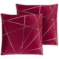 Poduszki dekoracyjne - 2 welurowe poduszki dekoracyjne w geometryczny wzór 45 x 45 cm czerwone PINUS - miniaturka - grafika 1