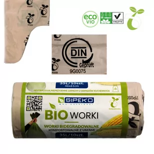 Sipeko Worki biodegradowalne kompostowalne Atest 35L 10szt 16021-uniw - Worki na śmieci - miniaturka - grafika 1