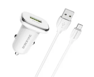 BOROFONE Borofone ładowarka samochodowa USB z QC3.0 i kablem micro USB w zestawie biały BFO-BZ12A-M-W - Ładowarki samochodowe - miniaturka - grafika 5