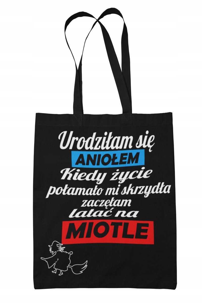 Torba Shopper-Materiałowa-Na Ramie- Śmieszny Napis