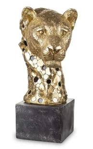 Figurka głowa leoparda czarna/złota 38x19x22 cm - Figurki dekoracyjne - miniaturka - grafika 1