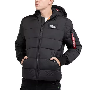 Kurtla Alpha Industries Hooded Puffer 11811303 - czarna - Kurtki i kamizelki sportowe męskie - miniaturka - grafika 1