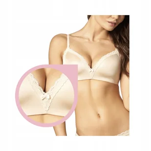 Agio DB-9174 biustonosz gładki beżowy bez fiszbin wygodny 65C - Biustonosze - miniaturka - grafika 1