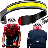 Lampy pozostałe - Latarka czołówka lampka LED COB do biegania na rower mocna akumulator USB Typ C czołowa Alogy na czoło IPX4 czarna - miniaturka - grafika 1