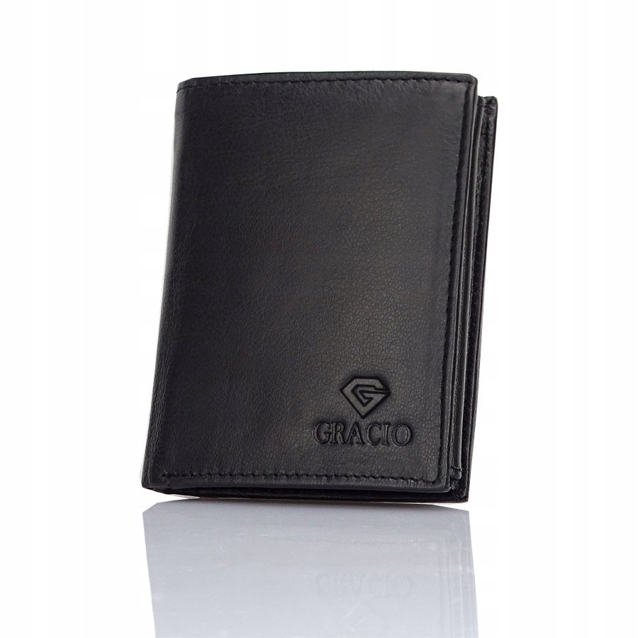Skórzany Męski Gracio Portfel Duży RFID CZARNY