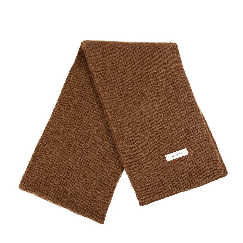 Ciepły wełniany szalik zimowy męski damski 100% wełny brązowy jasny