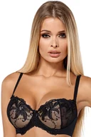 Biustonosze - Biustonosz Miękki z Fiszbinami Koronkowy Stanik SOFT Polski Tiul Czarny 80D - miniaturka - grafika 1