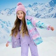 Kurtki narciarskie - Cool Club, Kurtka narciarska dziewczęca z kapturem, ocieplana, mix - miniaturka - grafika 1