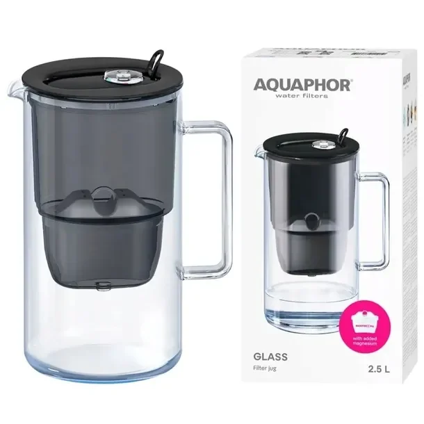 Dzbanek filtrujący szklany Aquaphor Glass czarny + filtr Maxfor Mg