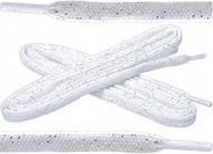 Akcesoria obuwnicze - G12-43 BIAŁE SREBRNE SZNUROWADŁA PŁASKIE BROKATOWE SZNURÓWKI SZEROKIE 90 cm - miniaturka - grafika 1