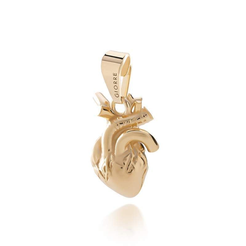Srebrny charms beads zawieszka serce anatomiczne, srebro 925 : Srebro - kolor pokrycia - Pokrycie żółtym 18K złotem, Wariant - Zawieszka