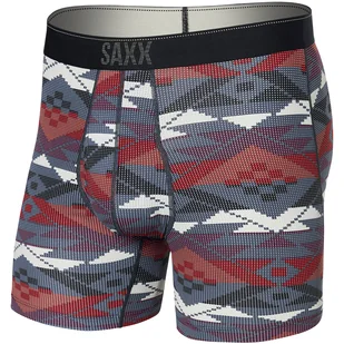 Bokserki męskie trekkingowe / sportowe z rozporkiem SAXX QUEST Boxer Brief Fly geometryczny wzór - bordowe - Majtki męskie - miniaturka - grafika 1