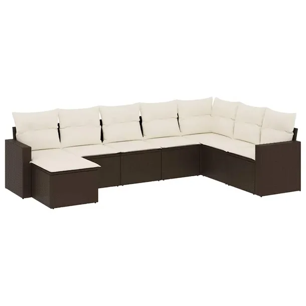 Zestaw Mebli Ogrodowych Rattan PE 8os. Brązowy 65,5x62x69cm