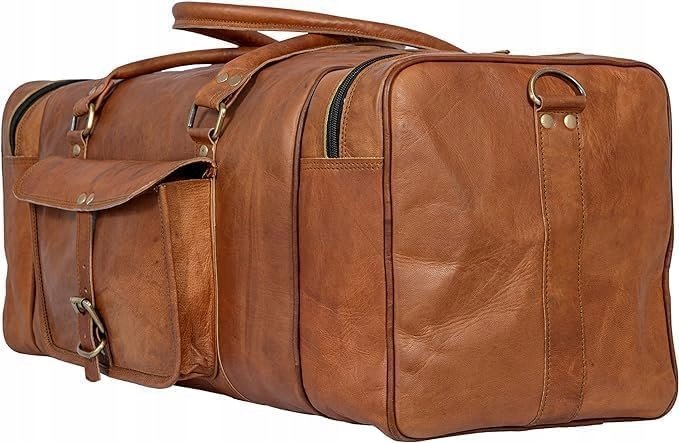 Torba podróżna Alaska Exports z prawdziwej skóry, Vintage- Brązowa 60x25 cm
