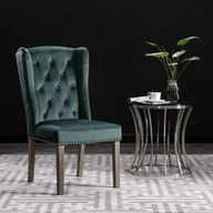 Krzesła - vidaXL Krzesło stołowe, ciemnozielone, obite aksamitem - miniaturka - grafika 1