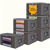 Inne - TEMU 6 szt. Duże Torby do Przechowywania 90L z Zamkiem i Uchwytami, Składany Organizer na Ubrania, Koce, Kołdry - Wszechstronne Kwadratowe Pojemniki - miniaturka - grafika 1