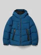 Kurtki i płaszcze dla chłopców - Pikowana kurtka z kapturem z nadrukiem z logo - miniaturka - grafika 1