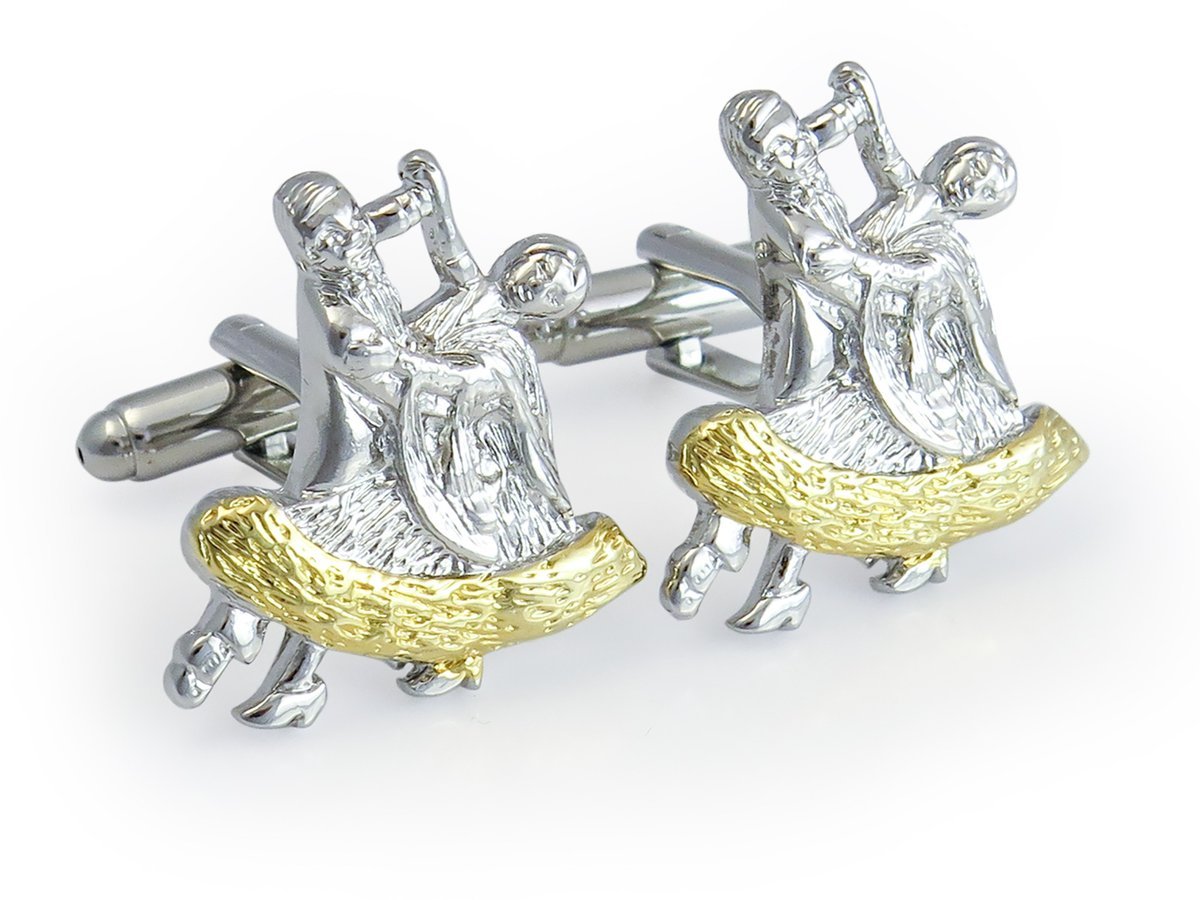 Srebrno-złote spinki do mankietów - tancerze U162