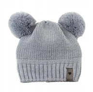 Czapki dla dzieci - Czapka dziecięca rozm. 38-42 Szary Wełna merino 100% - miniaturka - grafika 1