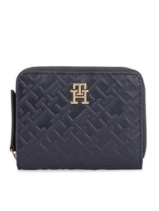 Tommy Hilfiger Mały Portfel Damski Th Refined Med Za Mono AW0AW15755 Granatowy - Portfele - miniaturka - grafika 1