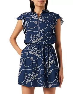 Sukienki - Love Moschino Damska sukienka w talii, niebieska, 44 (DE), niebieski, 44 - grafika 1