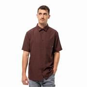 Koszule męskie - Męska koszula z krótkim rękawem Jack Wolfskin EL DORADO SHIRT MEN dark mahogany check - S - miniaturka - grafika 1