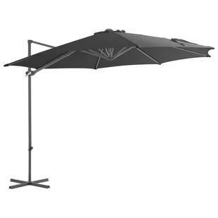vidaXL Parasol wiszący ze stalowym słupkiem, 300 cm, antracytowy - Parasole ogrodowe - miniaturka - grafika 1