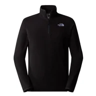 Bluzy męskie - Bluza The North Face 100 Glacier 1/4 Zip Fleece 0A855W4H01 - czarna - miniaturka - grafika 1