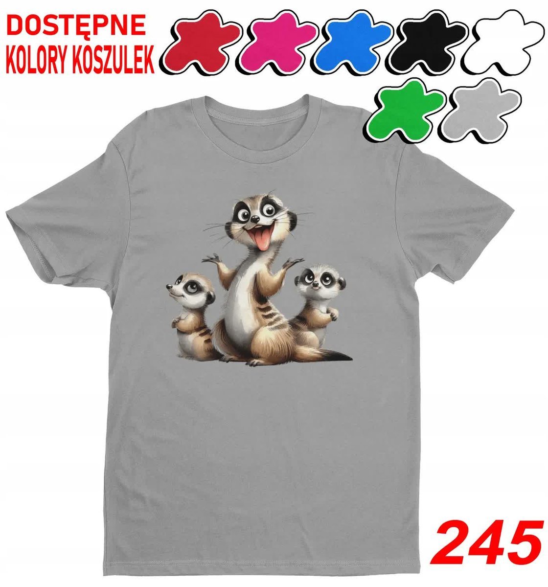 Dziecięca Koszulka T-Shirt Z Nadruk. Wybór Zwierzęta Jungla Lemur-Xl158-164