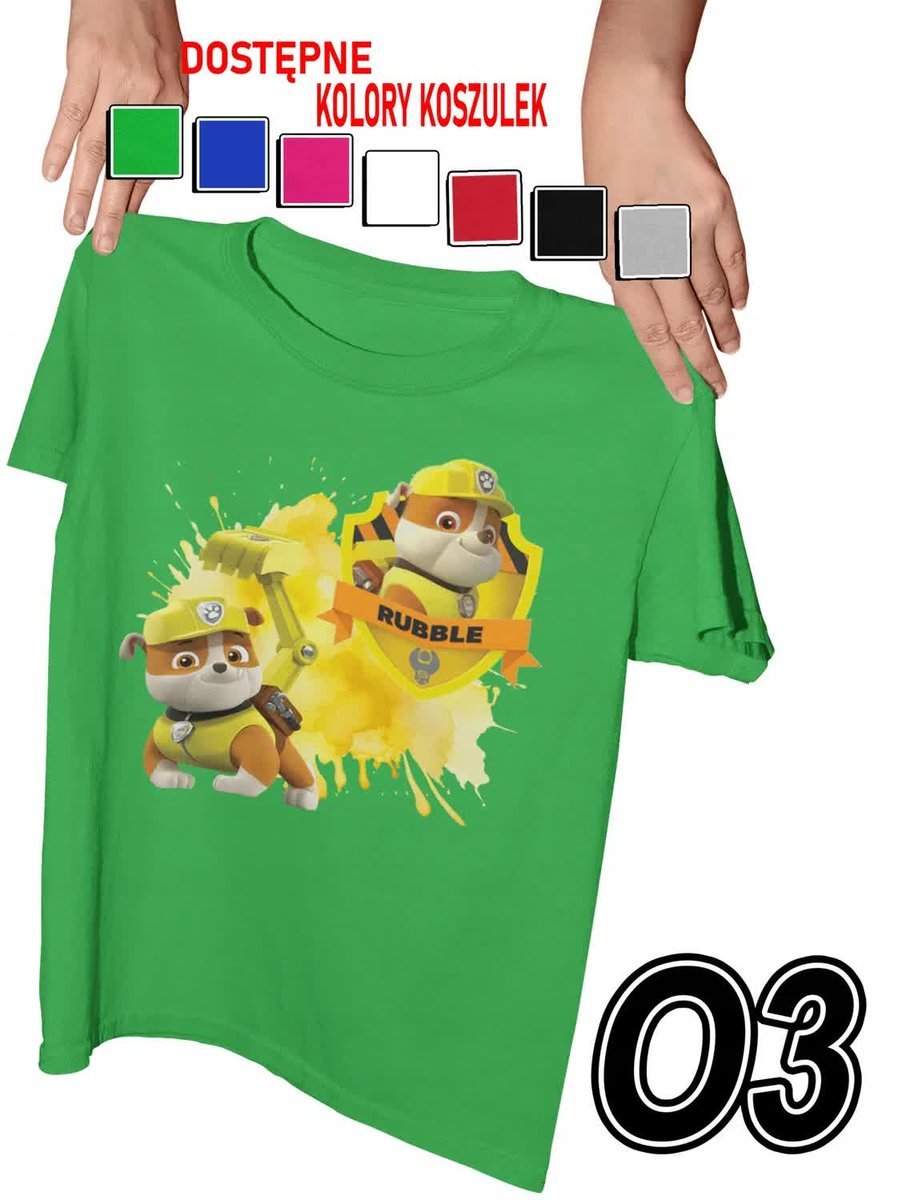 Koszulka Dziecięca Z Nadrukiem Psi Patrol Rubble Pieski Różne - L 146-152