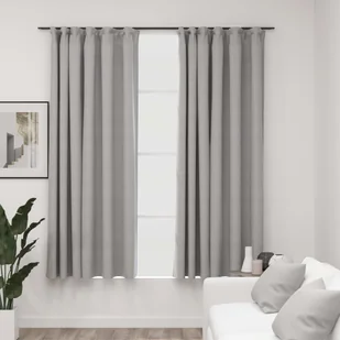 Zasłony stylizowane na lniane, 2 szt., szare, 140x175 cm - Zasłony - miniaturka - grafika 1
