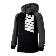 Bluzy dla chłopców - Nike chłopięca bluza B Nk Dry Fleece Fz Gfx czarny Black/Iron Grey/(White) X-L - miniaturka - grafika 1
