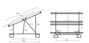 Komplet elementów do wykonania samodzielnie stelaża na grunt na 4 panele 30mm grubości w pionie układ 2x2, szer paneli max 114 cm, wys. max. 195cm - Akcesoria do kolektorów i fotowoltaiki - miniaturka - grafika 1