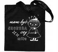 Torby i wózki na zakupy - Torba BAWEŁNIANA Z NADRUKIEM EKO Shopperbag Mała Mi Mam Być Szczera Miła - miniaturka - grafika 1