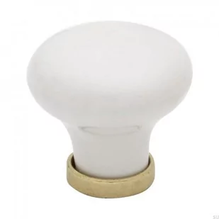 Gałka meblowa 24136 Porcelanowa biała mosiężna - Klamki - miniaturka - grafika 1