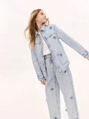 Bluzki dla dziewczynek - Reserved - Jeansowa koszula z aplikacją - niebieski - miniaturka - grafika 1