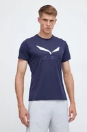Koszulki męskie - Salewa t-shirt sportowy Solidlogo kolor granatowy z nadrukiem - miniaturka - grafika 1