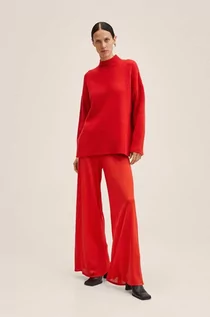 Spodnie damskie - Mango spodnie Gorri damskie kolor czerwony szerokie high waist - grafika 1