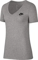 Koszulki i topy damskie - Nike T-shirt damski V-neck Lbr szary szary (Dark Grey Heather/(Black) L - miniaturka - grafika 1