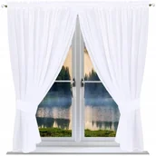 Firany - Firana gotowa gładka 130x300 woal firany białe łapacz snów firanki kokon - miniaturka - grafika 1