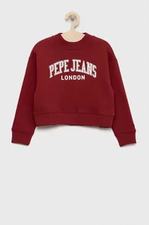 Bluzy dla dziewczynek - Pepe Jeans bluza dziecięca kolor czerwony z nadrukiem - grafika 1