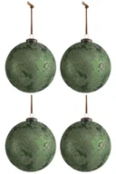 Bombki - Pudełko 4 Bombki Bożonarodzeniowe Szklane Antyczne Zielone Duże - miniaturka - grafika 1