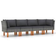 Sofy ogrodowe - VidaXL Lumarko 4-osobowa sofa ogrodowa z poduszkami, polirattan, szara! 3059708 VidaXL - miniaturka - grafika 1