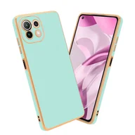 Etui i futerały do telefonów - Etui ochronne Cadorabo do Xiaomi Mi 11 LITE (4G / 5G) / 11 LITE NE w kolorze błyszczącej miętowej zieleni - złote etui z elastycznego silikonu TPU chroniące aparat fotograficzny - miniaturka - grafika 1