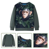 Bluzy dla dziewczynek - Bluza dziecięca - ciemne khaki - 140 - Bluza Dla Dziecka - miniaturka - grafika 1